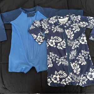 Hurley Kids Blue and Navy Floral Rashguard Set